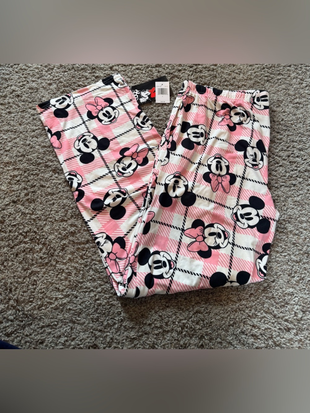 Disney Pink Minnie Mouse Plaid Pajama Bottoms